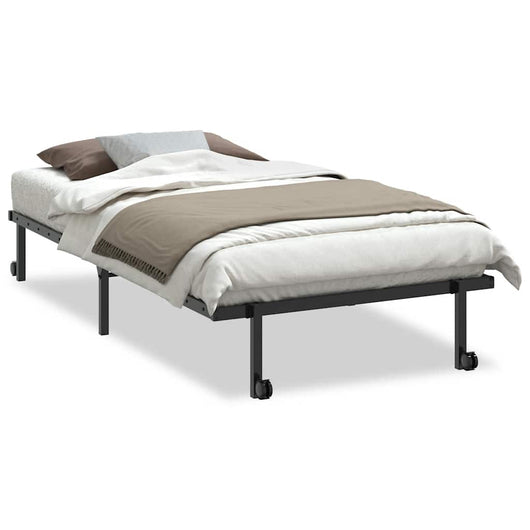 Giroletto senza Materasso Pieghevole-Struttura Letto Nero 107x203 cm in Acciaio