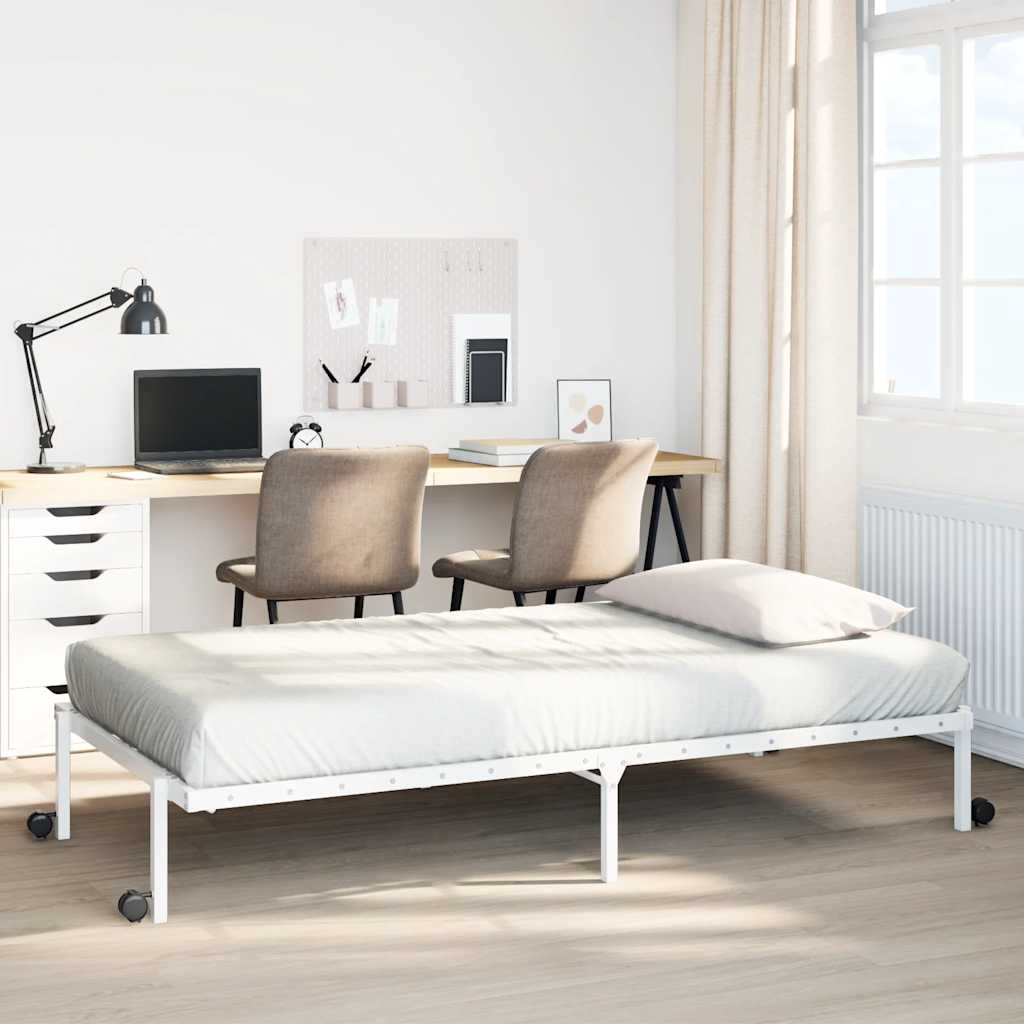 Giroletto senza Materasso Pieghevole-Struttura Letto Bianco 100x190 cm Acciaio
