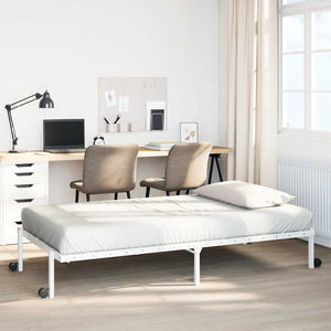 Giroletto senza Materasso Pieghevole-Struttura Letto Bianco 100x190 cm Acciaio