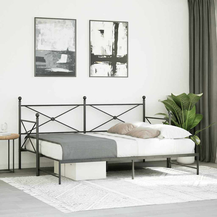 vidaXL Divano Letto Estraibile senza Materasso Nero 75x190 cm Acciaio