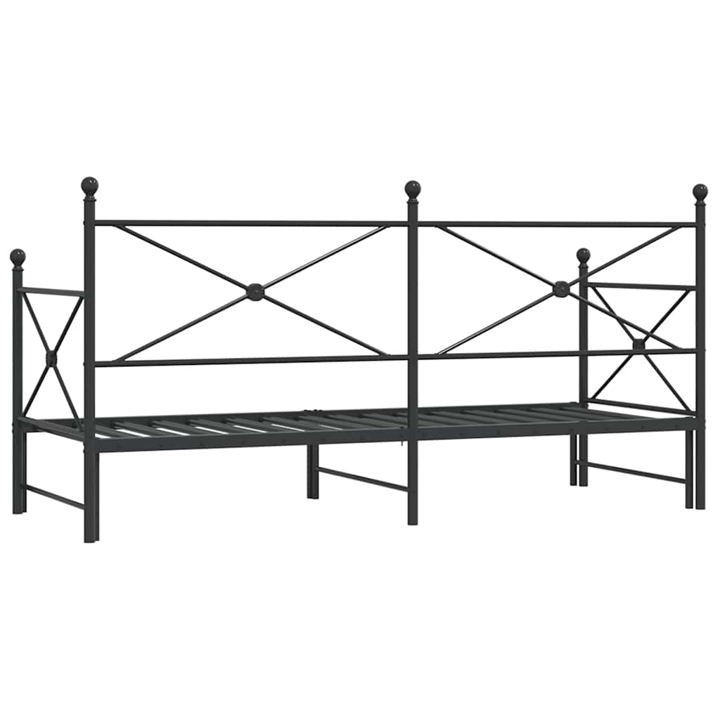 vidaXL Divano Letto Estraibile senza Materasso Nero 75x190 cm Acciaio