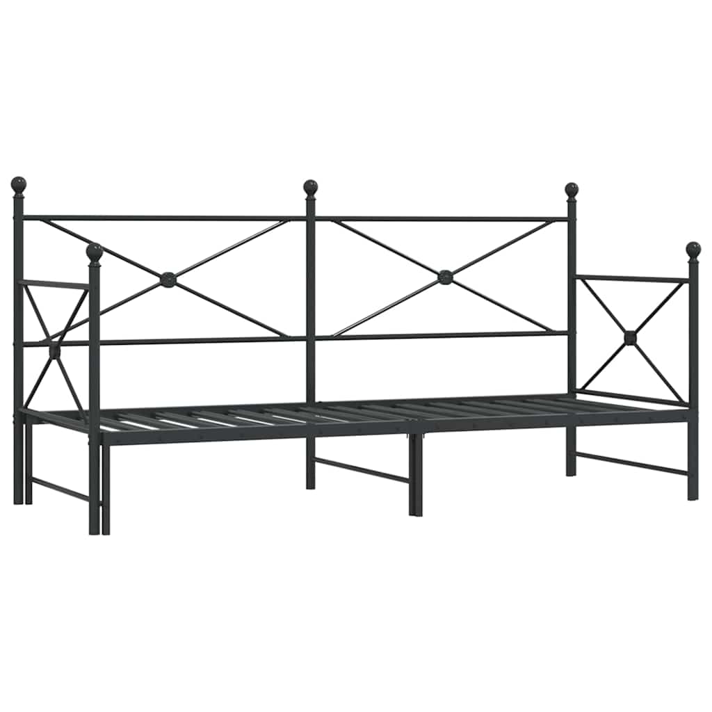 Divano Letto Estraibile senza Materasso Nero 80x200 cm Acciaio 4104673