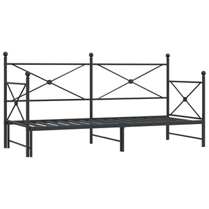Divano Letto Estraibile senza Materasso Nero 90x190 cm Acciaio 4104674