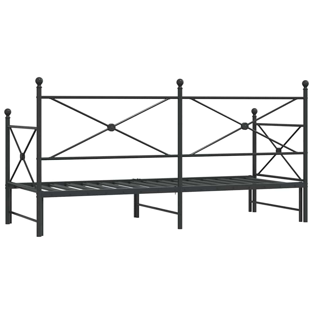 Divano Letto Estraibile senza Materasso Nero 90x190 cm Acciaio 4104674