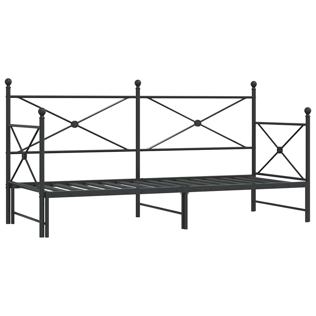Divano Letto Estraibile senza Materasso Nero 90x200 cm Acciaio 4104675