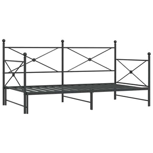 Divano Letto Estraibile senza Materasso Nero 100x190 cm Acciaio 4104676