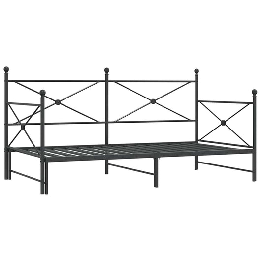 Divano Letto Estraibile senza Materasso Nero 100x190 cm Acciaio 4104676