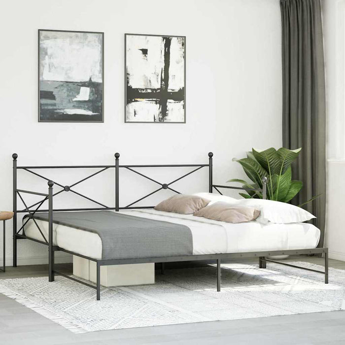 Divano Letto Estraibile senza Materasso Nero 100x190 cm Acciaio 4104676