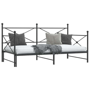 Divano Letto Estraibile senza Materasso Nero 100x190 cm Acciaio 4104676