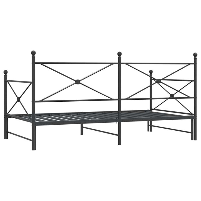 Divano Letto Estraibile senza Materasso Nero 100x190 cm Acciaio 4104676