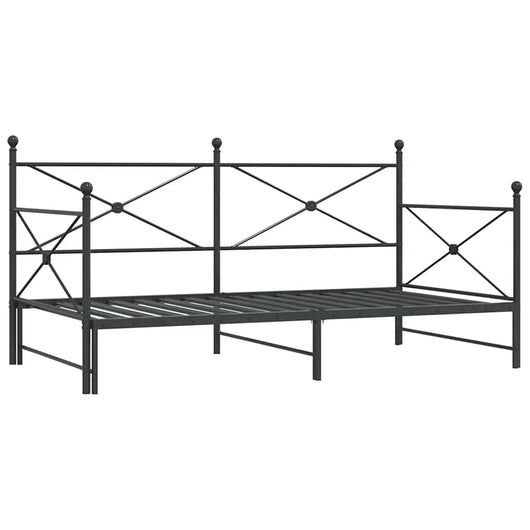 Divano Letto Estraibile senza Materasso Nero 100x200 cm Acciaio 4104677