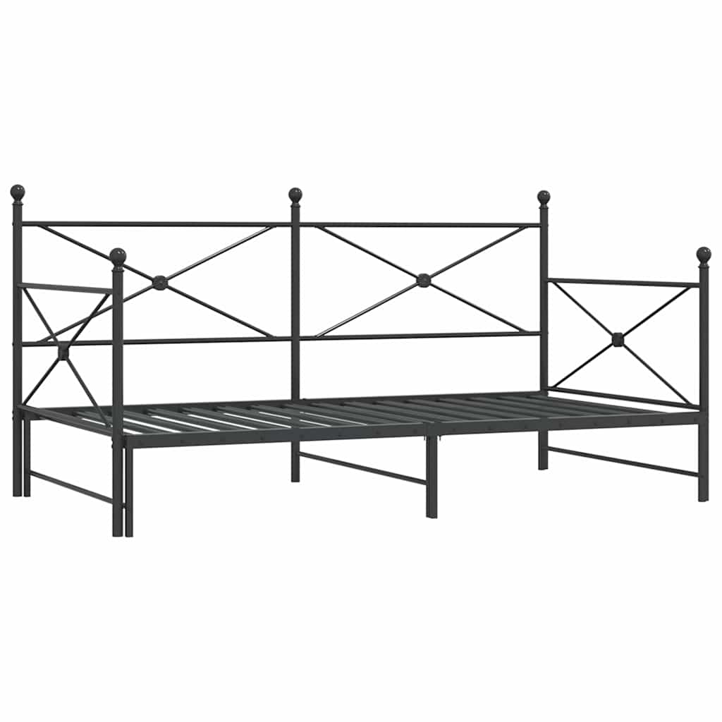 vidaXL Divano Letto Estraibile senza Materasso Nero 107x203 cm Acciaio