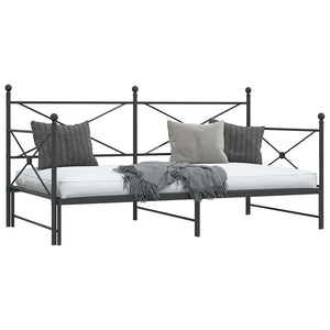 vidaXL Divano Letto Estraibile senza Materasso Nero 107x203 cm Acciaio