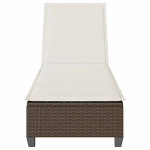 Lettino Prendisole con Cuscini Marrone 55x200x25,5cm Polyrattan