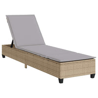 Lettino Prendisole con Cuscini Beige 55x200x25,5cm Polyrattan