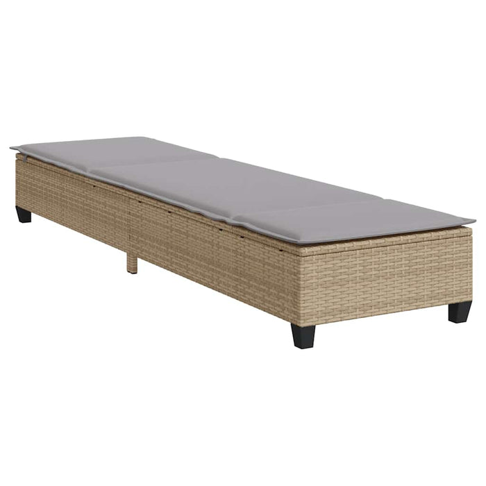 Lettino Prendisole con Cuscini Beige 55x200x25,5cm Polyrattan