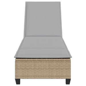 Lettino Prendisole con Cuscini Beige 55x200x25,5cm Polyrattan