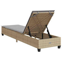 Lettino Prendisole con Cuscini Beige 55x200x25,5cm Polyrattan