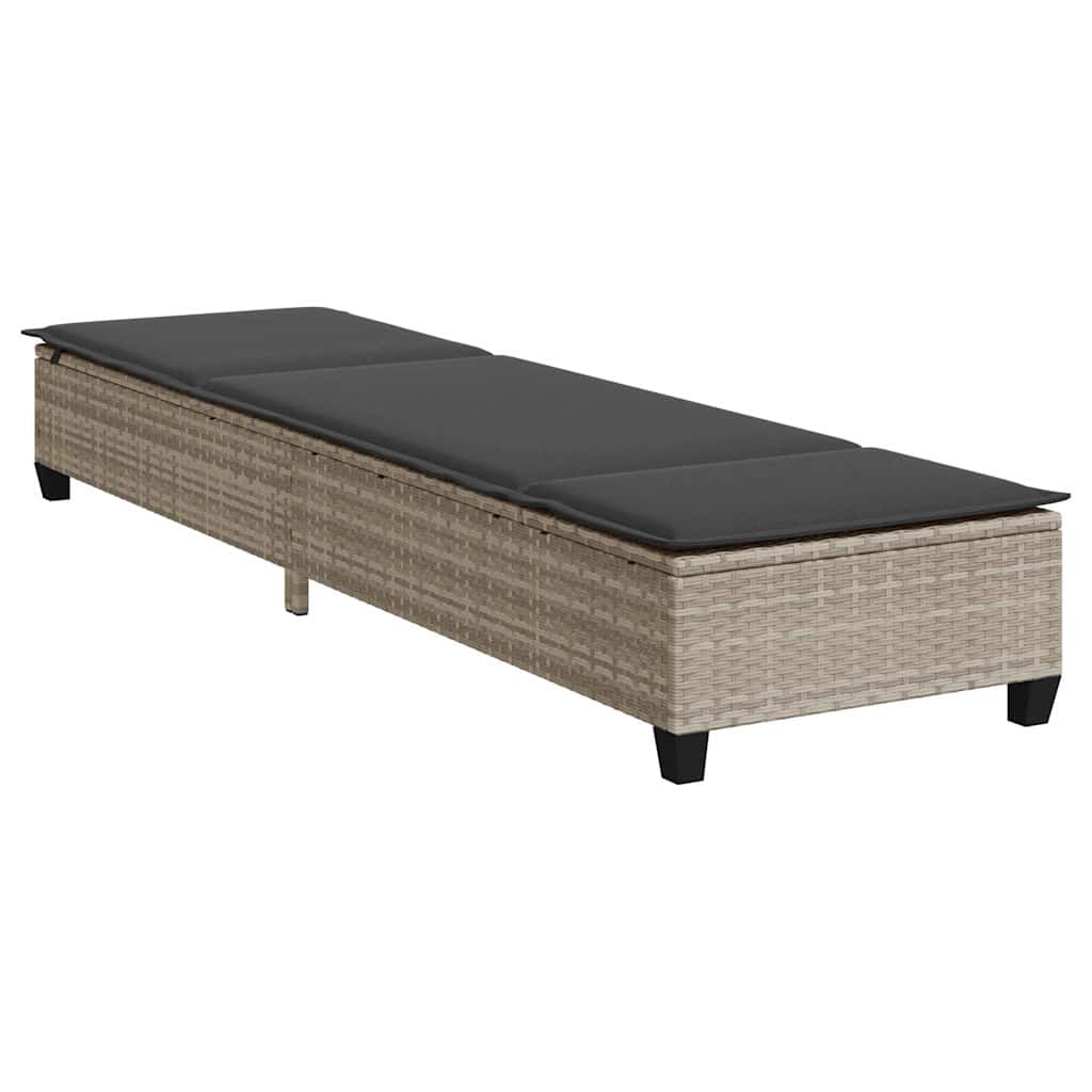 vidaXL Lettino Prendisole con Cuscini Grigio Chiaro 55x200x25,5 cm