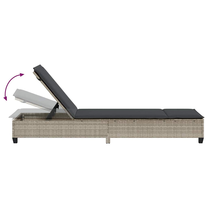 vidaXL Lettino Prendisole con Cuscini Grigio Chiaro 55x200x25,5 cm