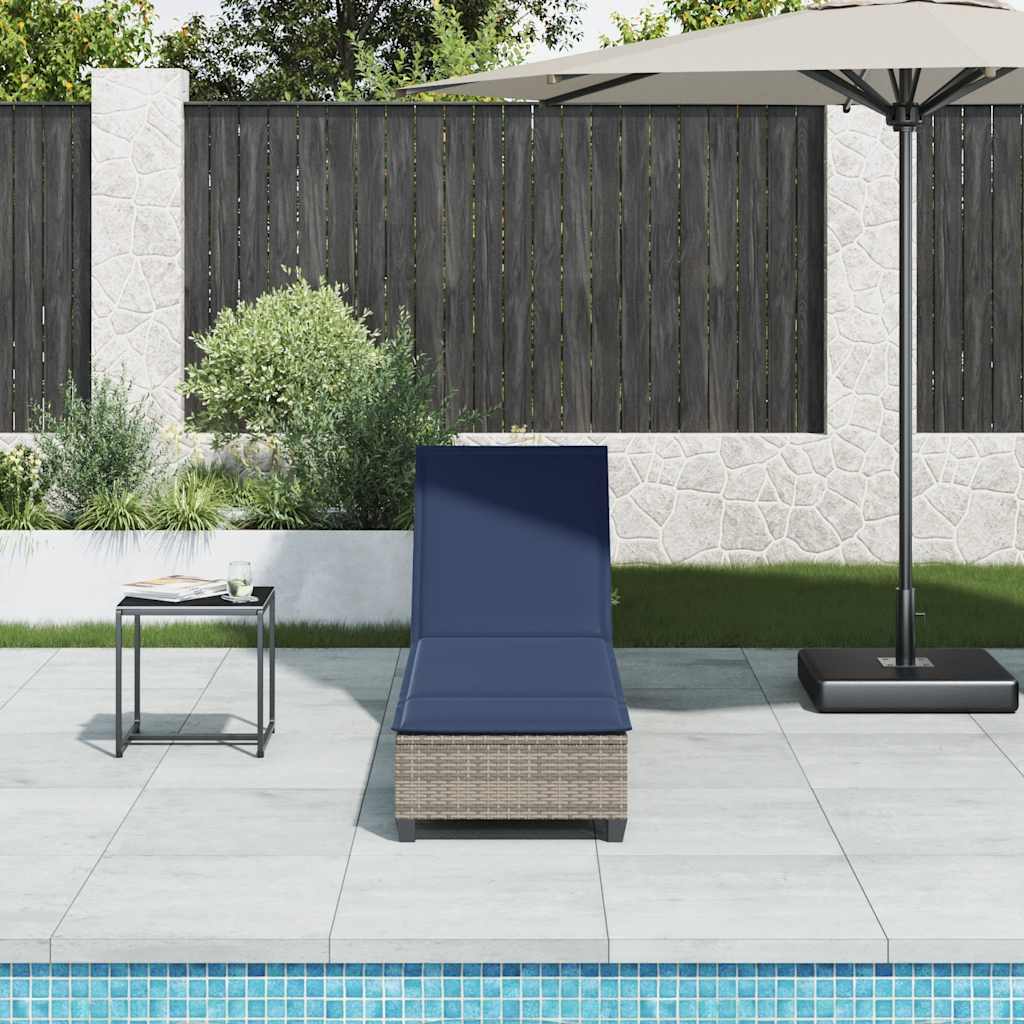 vidaXL Lettino Prendisole con Cuscini Grigio 55x200x25,5cm Polyrattan