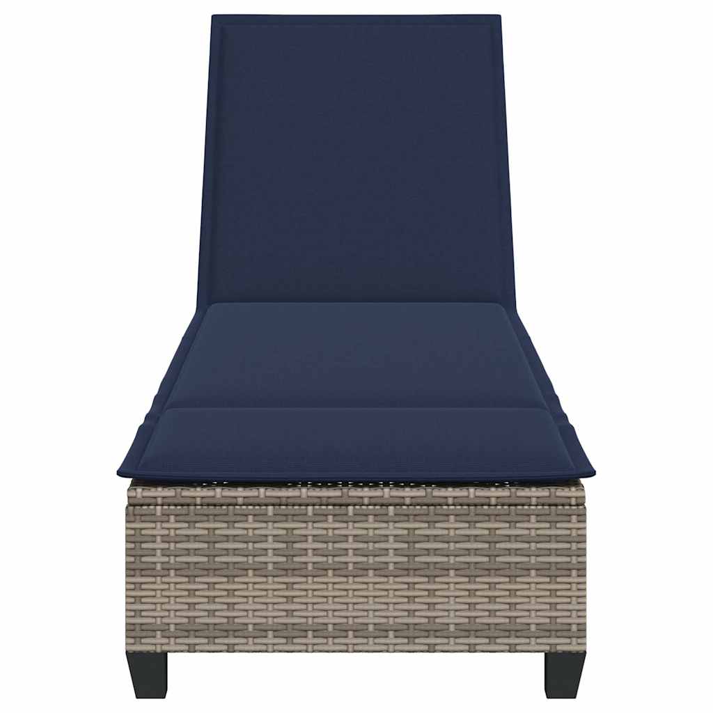 vidaXL Lettino Prendisole con Cuscini Grigio 55x200x25,5cm Polyrattan