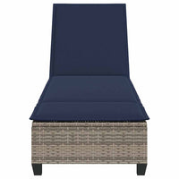 vidaXL Lettino Prendisole con Cuscini Grigio 55x200x25,5cm Polyrattan