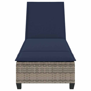 vidaXL Lettino Prendisole con Cuscini Grigio 55x200x25,5cm Polyrattan