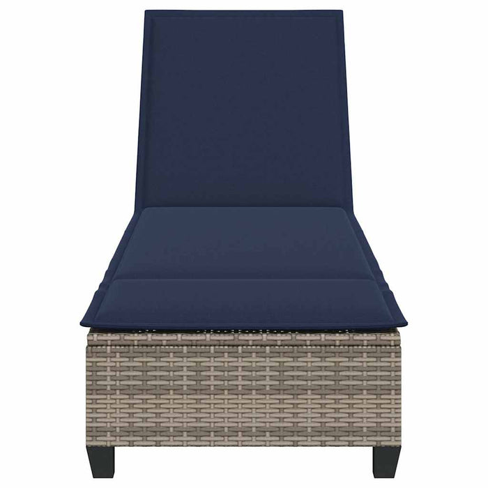 vidaXL Lettino Prendisole con Cuscini Grigio 55x200x25,5cm Polyrattan