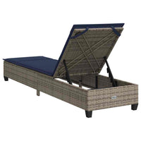 vidaXL Lettino Prendisole con Cuscini Grigio 55x200x25,5cm Polyrattan