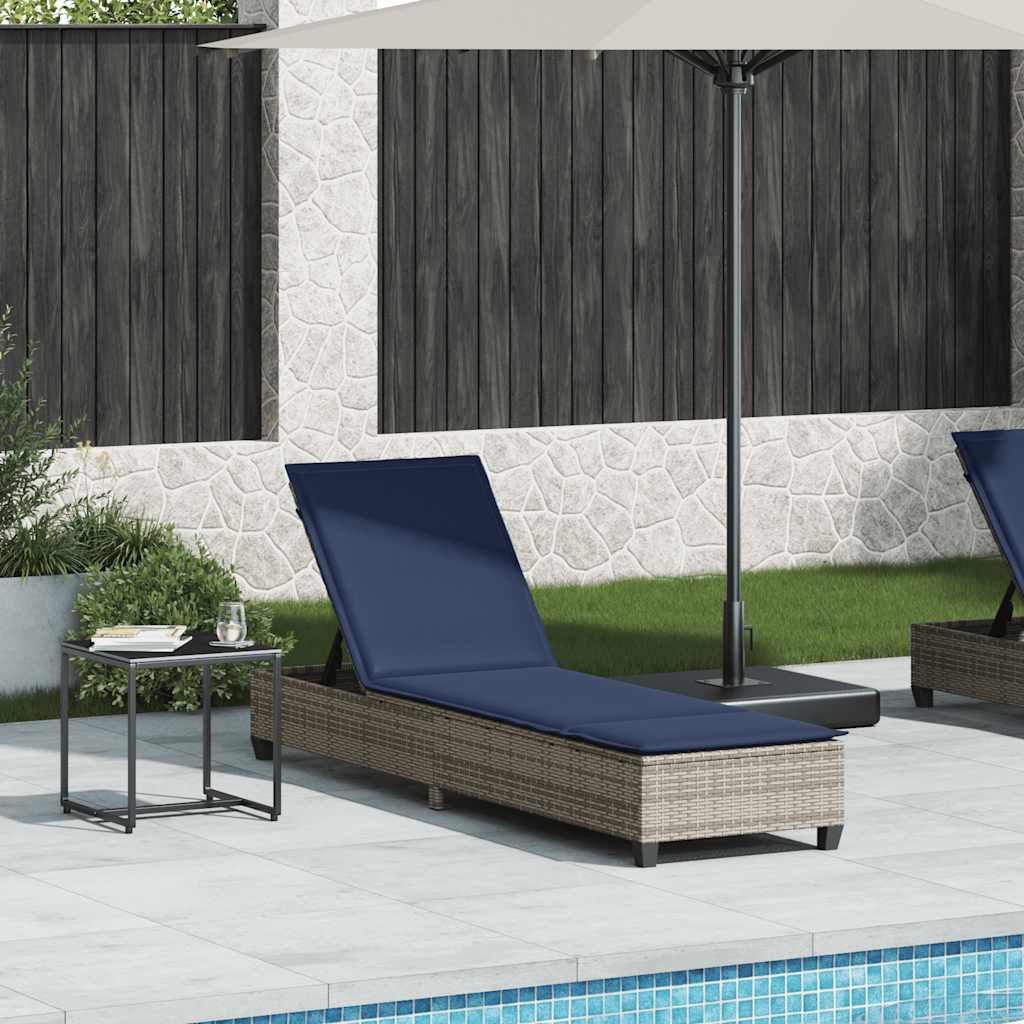 vidaXL Lettino Prendisole con Cuscini Grigio 55x200x25,5cm Polyrattan