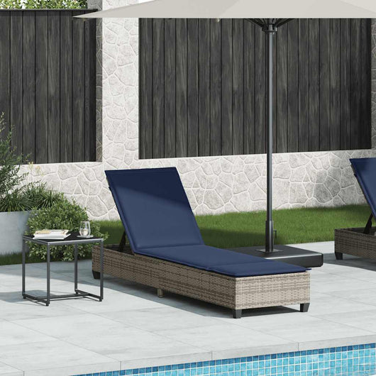 vidaXL Lettino Prendisole con Cuscini Grigio 55x200x25,5cm Polyrattan