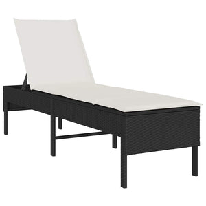 vidaXL Lettino Prendisole con Cuscino Nero 55x200x44 cm in Polyrattan
