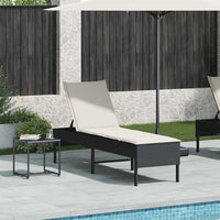 vidaXL Lettino Prendisole con Cuscino Nero 55x200x44 cm in Polyrattan