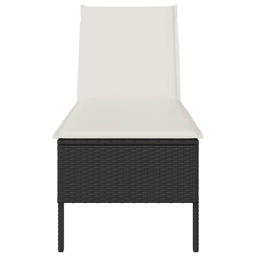 vidaXL Lettino Prendisole con Cuscino Nero 55x200x44 cm in Polyrattan