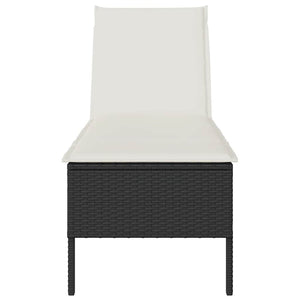 vidaXL Lettino Prendisole con Cuscino Nero 55x200x44 cm in Polyrattan