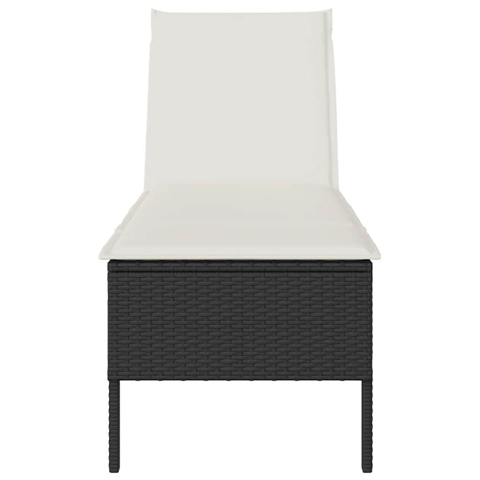 vidaXL Lettino Prendisole con Cuscino Nero 55x200x44 cm in Polyrattan