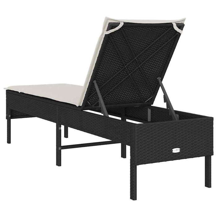 vidaXL Lettino Prendisole con Cuscino Nero 55x200x44 cm in Polyrattan