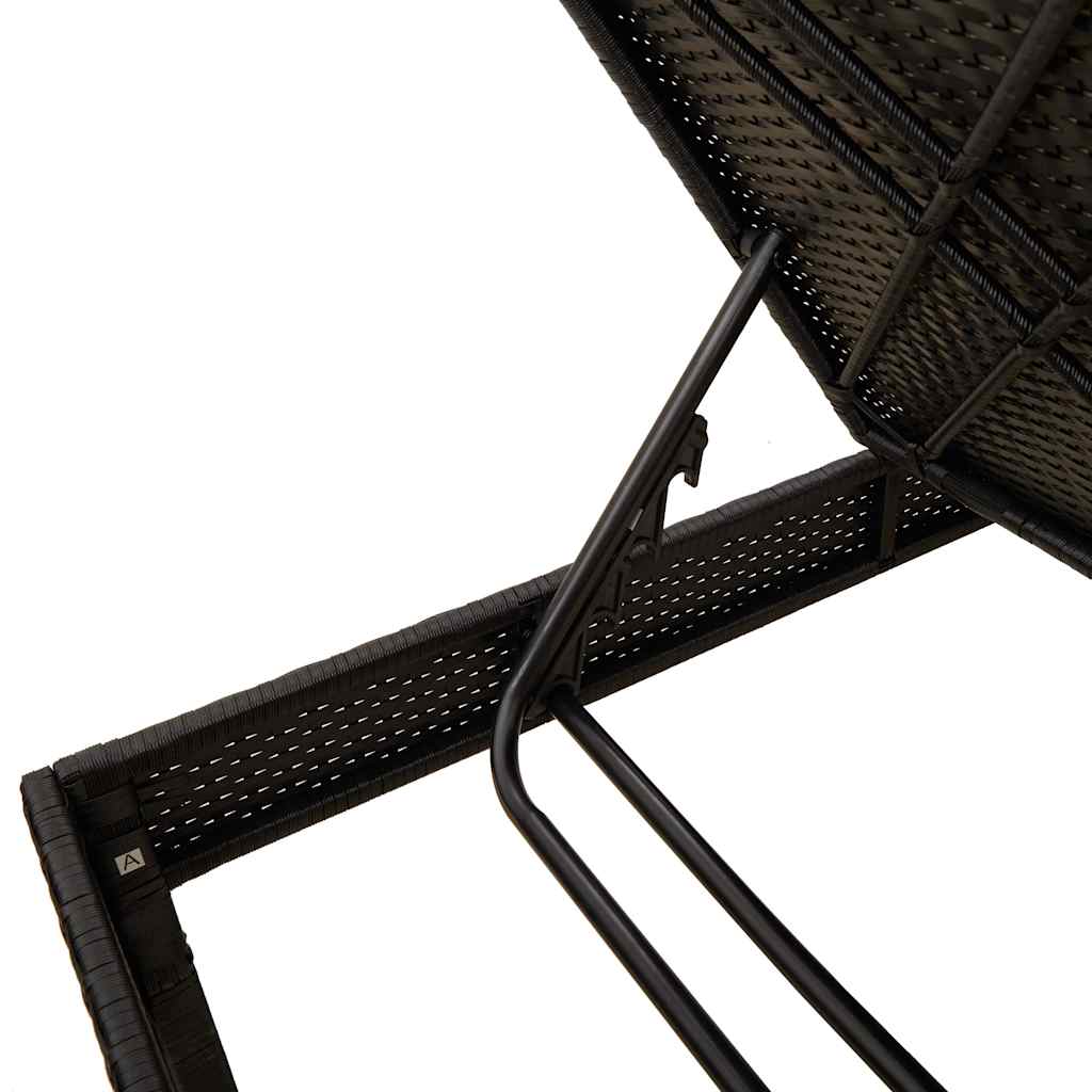 vidaXL Lettino Prendisole con Cuscino Nero 55x200x44 cm in Polyrattan