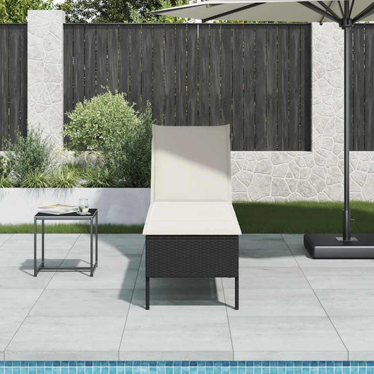 vidaXL Lettino Prendisole con Cuscino Nero 55x200x44 cm in Polyrattan