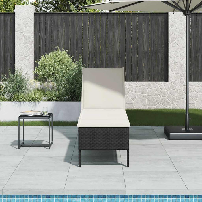 vidaXL Lettino Prendisole con Cuscino Nero 55x200x44 cm in Polyrattan