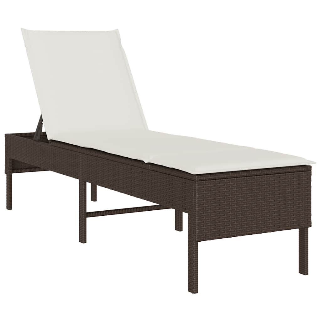 vidaXL Lettino Prendisole con Cuscino Marrone 55x200x44 cm Polyrattan