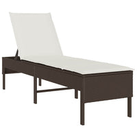 vidaXL Lettino Prendisole con Cuscino Marrone 55x200x44 cm Polyrattan