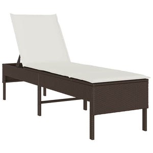vidaXL Lettino Prendisole con Cuscino Marrone 55x200x44 cm Polyrattan