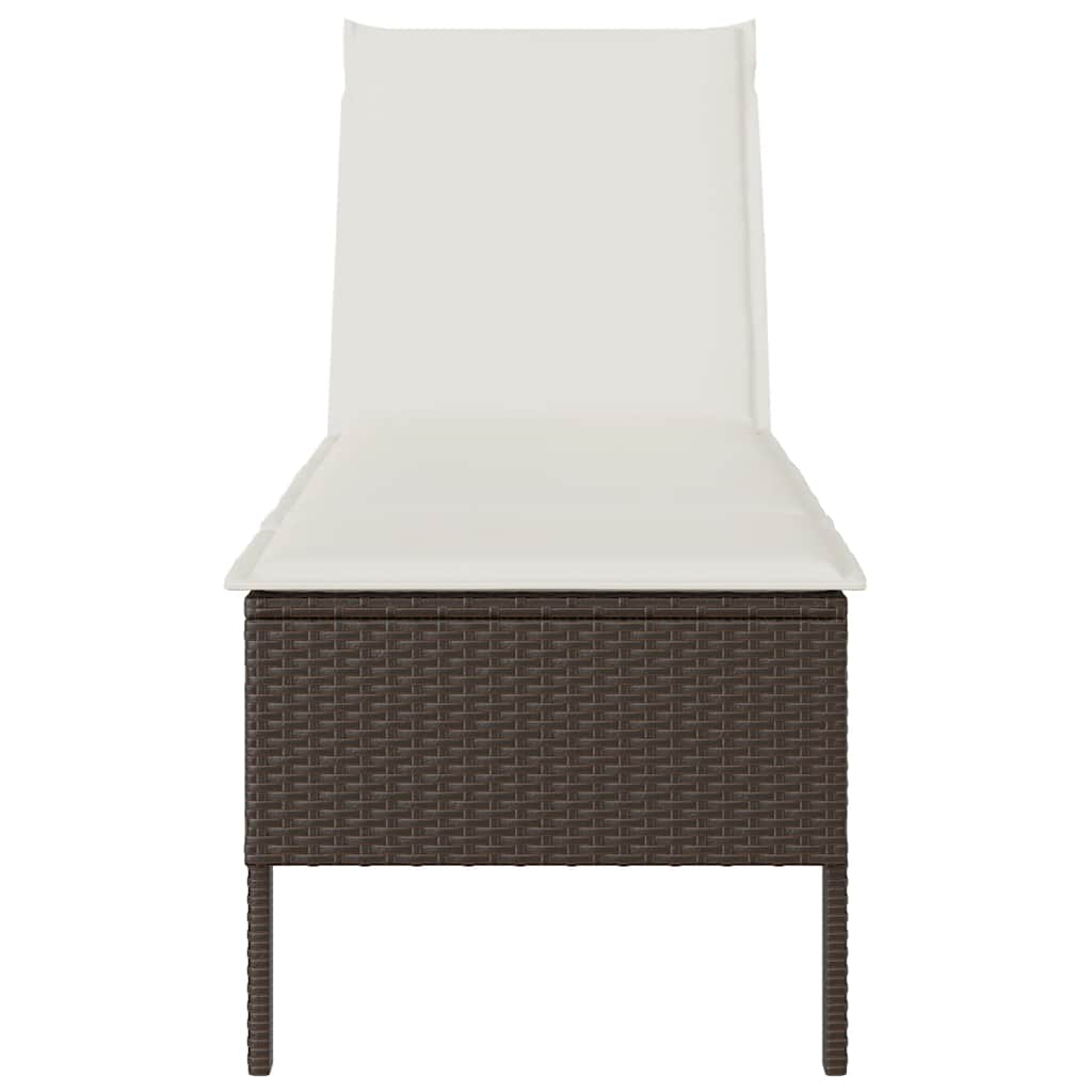 vidaXL Lettino Prendisole con Cuscino Marrone 55x200x44 cm Polyrattan