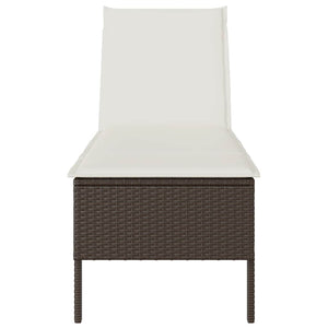 vidaXL Lettino Prendisole con Cuscino Marrone 55x200x44 cm Polyrattan