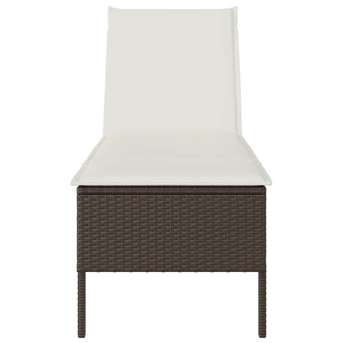 vidaXL Lettino Prendisole con Cuscino Marrone 55x200x44 cm Polyrattan