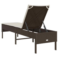 vidaXL Lettino Prendisole con Cuscino Marrone 55x200x44 cm Polyrattan