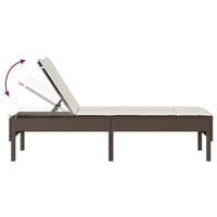 vidaXL Lettino Prendisole con Cuscino Marrone 55x200x44 cm Polyrattan
