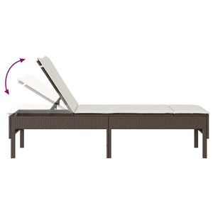 vidaXL Lettino Prendisole con Cuscino Marrone 55x200x44 cm Polyrattan